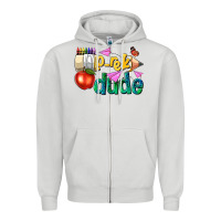 Dove Grey pre k school pencil dude Zipper Hoodie - NancyCooperArtShop