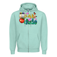 Seafoam pre k school pencil dude Zipper Hoodie - NancyCooperArtShop