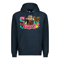 Navy Afro woman with sunkissed Premium Hoodie - NancyCooperArtShop