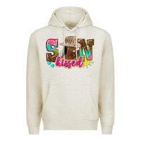 Oatmeal Heather Afro woman with sunkissed Premium Hoodie - NancyCooperArtShop