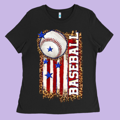 Ladies Tee baseball american flag