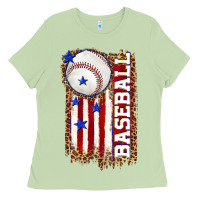 Matcha baseball american flag Ladies Tee - texasbilliewilder