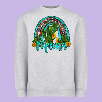 Western Cactus And Sunflower Mama Rainbow Heavyweight Sweatshirt Designed By Artiststas