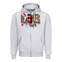 Heather Grey lab life christmas Zipper Hoodie - MaliasSmallBusiness