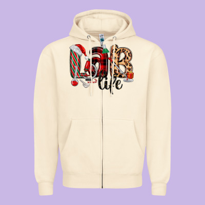 Lab Life Christmas Zipper Hoodie Designed By Maliassmallbusiness