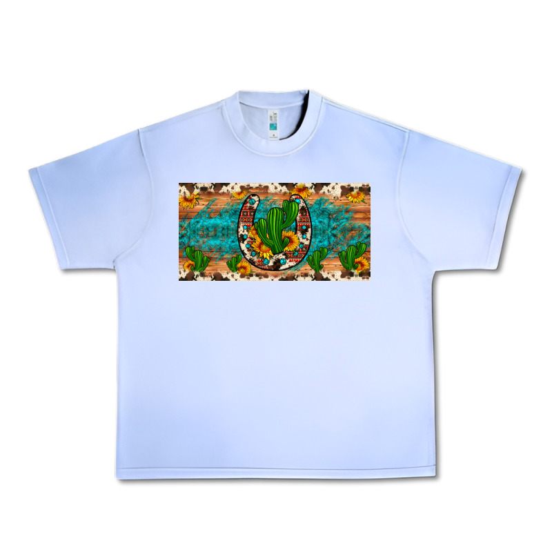 Cactus Sunflower Horseshoe License Plate Urban Heavy Tee by Artiststas | Teevron