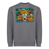 Storm longhorn bull skull western turquoise background Heavyweight Sweatshirt - Artiststas