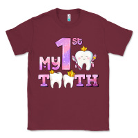 Burgundy my first tooth with teeth for girls Classic Tee - AdoDesignShop