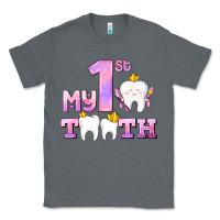 Charcoal Heather my first tooth with teeth for girls Classic Tee - AdoDesignShop