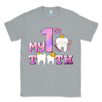 Heather Grey my first tooth with teeth for girls Classic Tee - AdoDesignShop
