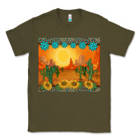 Army Green western sunset cactus sunflowers gemstones leopards Classic Tee - BarkalooDesign