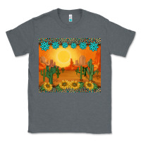 Charcoal Heather western sunset cactus sunflowers gemstones leopards Classic Tee - BarkalooDesign