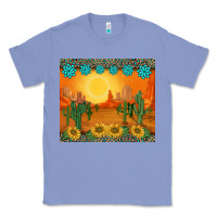 Colony Blue western sunset cactus sunflowers gemstones leopards Classic Tee - BarkalooDesign
