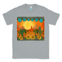 Heather Grey western sunset cactus sunflowers gemstones leopards Classic Tee - BarkalooDesign