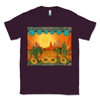 Plum western sunset cactus sunflowers gemstones leopards Classic Tee - BarkalooDesign