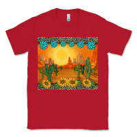 Red western sunset cactus sunflowers gemstones leopards Classic Tee - BarkalooDesign