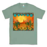 Sage western sunset cactus sunflowers gemstones leopards Classic Tee - BarkalooDesign
