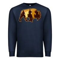 Navy Bison Silhouette Cowboy Premium Sweatshirt - Bettercallsaul