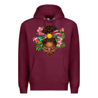 Burgundy Afro Woman Summer Premium Hoodie - texasbilliewilder