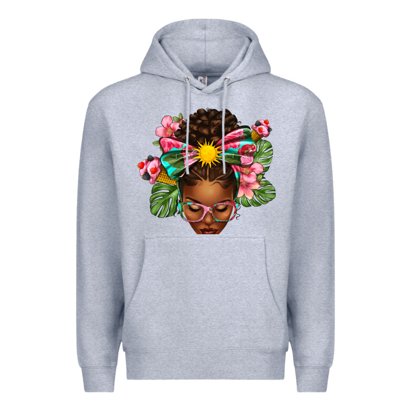 Afro Woman Summer Premium Hoodie by texasbilliewilder | Teevron