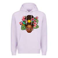 Lilac Afro Woman Summer Premium Hoodie - texasbilliewilder