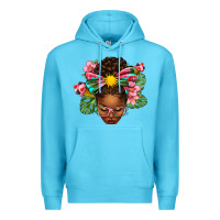 Ocean Blue Afro Woman Summer Premium Hoodie - texasbilliewilder