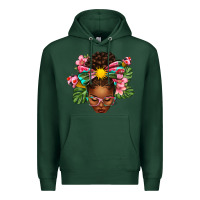 Sports Green Afro Woman Summer Premium Hoodie - texasbilliewilder