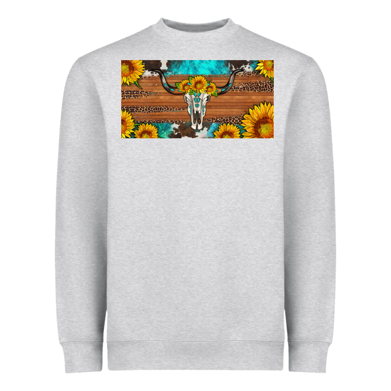 Longhorn Bull Skull License Plate Heavyweight Sweatshirt by Artiststas | Teevron