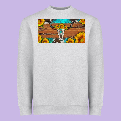 Longhorn Bull Skull License Plate Heavyweight Sweatshirt Designed By Artiststas