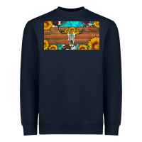 Navy longhorn bull skull license plate Heavyweight Sweatshirt - Artiststas