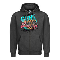 Charcoal Heather gone racing Zipper Hoodie - MaliasSmallBusiness