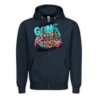 Navy gone racing Zipper Hoodie - MaliasSmallBusiness