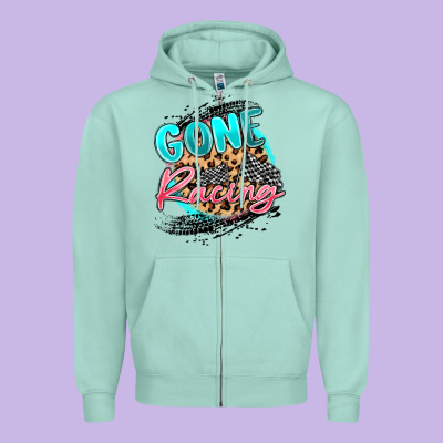 Gone Racing Zipper Hoodie Designed By Maliassmallbusiness
