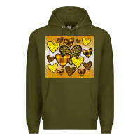 Army Green yellow hearts Premium Hoodie - JahusDesignShop