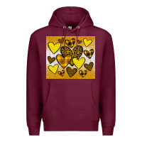 Burgundy yellow hearts Premium Hoodie - JahusDesignShop