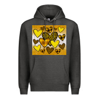 Charcoal Heather yellow hearts Premium Hoodie - JahusDesignShop