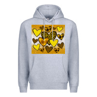 Heather Grey yellow hearts Premium Hoodie - JahusDesignShop