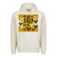 Oatmeal Heather yellow hearts Premium Hoodie - JahusDesignShop
