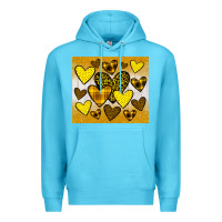 Ocean Blue yellow hearts Premium Hoodie - JahusDesignShop
