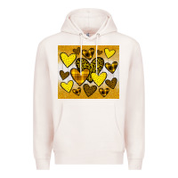 Pale Pink yellow hearts Premium Hoodie - JahusDesignShop