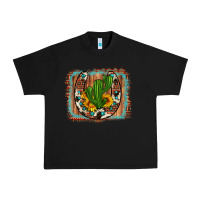 Black cactus sunflower cowhide horseshoe  background Urban Heavy Tee - Artiststas