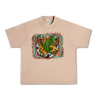 Burro cactus sunflower cowhide horseshoe  background Urban Heavy Tee - Artiststas