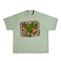 Oil Green cactus sunflower cowhide horseshoe  background Urban Heavy Tee - Artiststas
