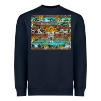 Navy longhorn bull skull cowhide leopard turquoise Heavyweight Sweatshirt - Artiststas