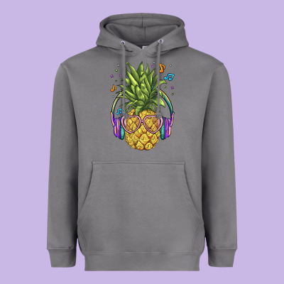 Pineapple With Headphone Heavyweight Hoodie Designed By Barkaloodesign