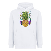 White pineapple with headphone Heavyweight Hoodie - BarkalooDesign