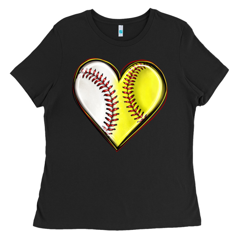 Baseball And Softball Heart Ladies Tee by texasbilliewilder | Teevron