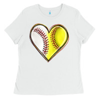 White baseball and softball heart Ladies Tee - texasbilliewilder