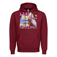 Burgundy i like them thick and spicy Zipper Hoodie - MaliasSmallBusiness