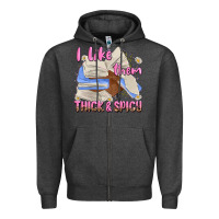 Charcoal Heather i like them thick and spicy Zipper Hoodie - MaliasSmallBusiness